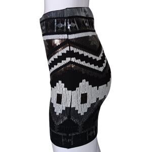 Express Sequin Fitted Skirt Size XS Aztec Pattern Pull On Black and White